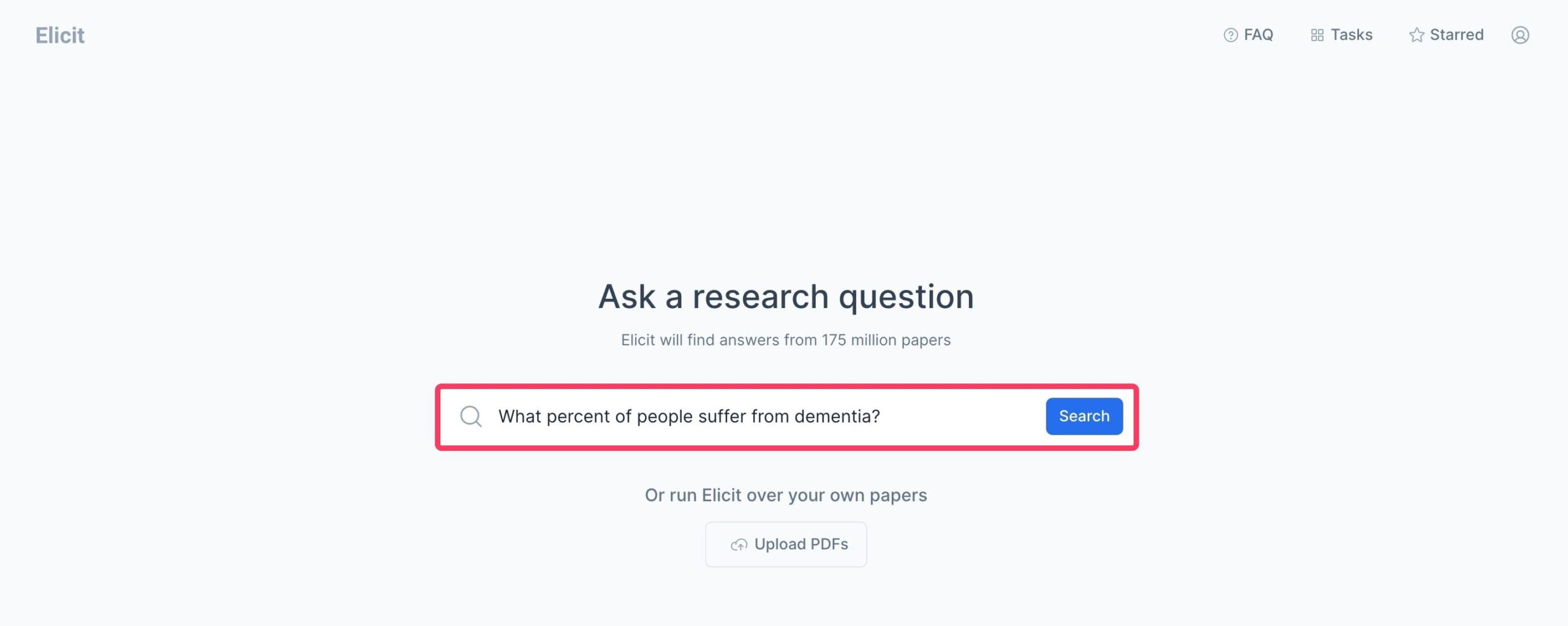 Asking question in Elicit