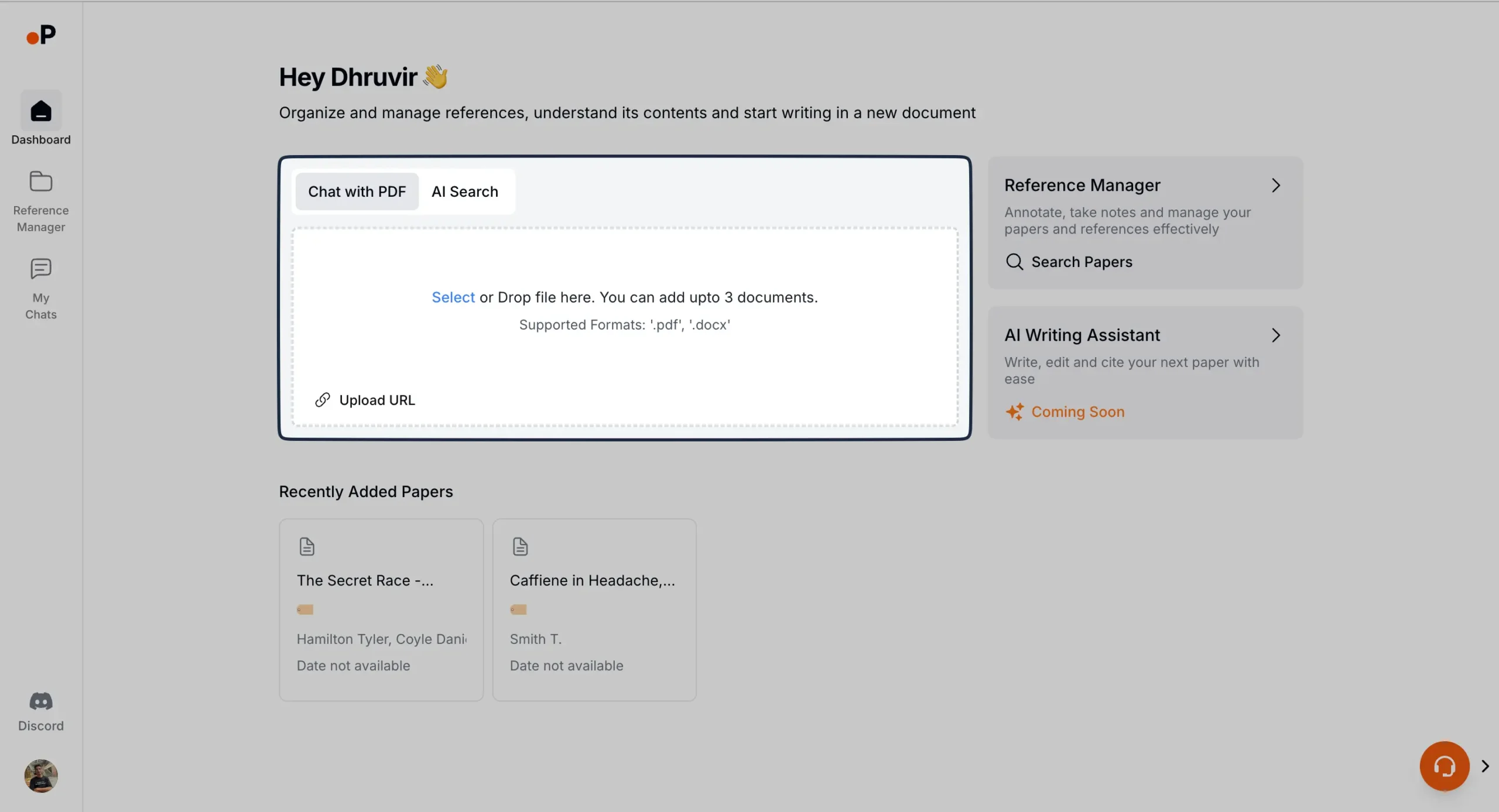 Chat with PDF feature in Paperguide