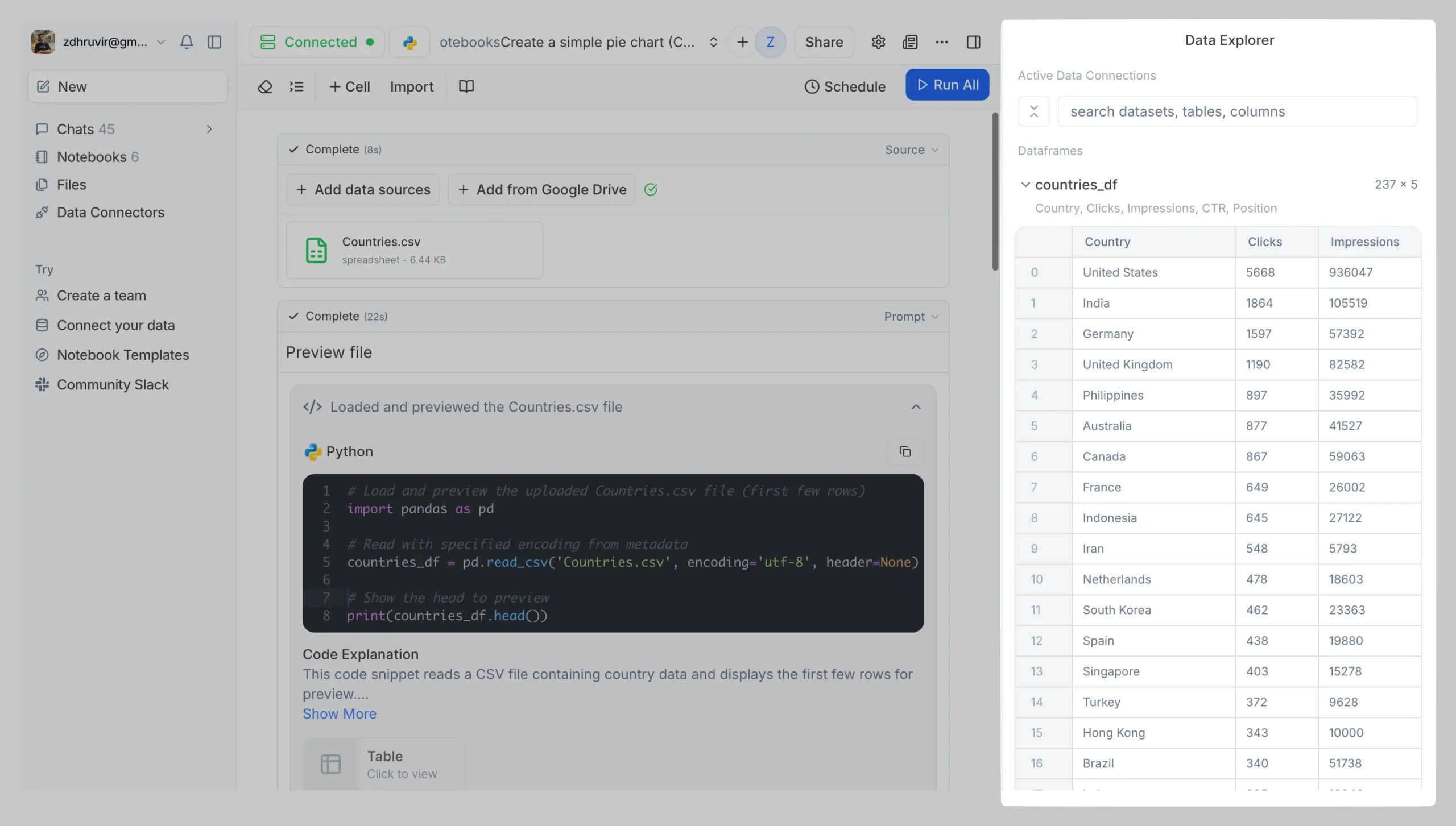 Data Explorer in Julius AI