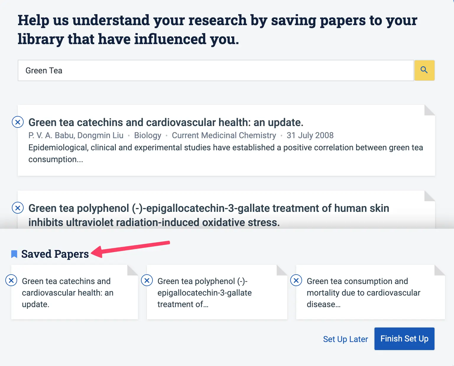 Saved papers for better recommendations in Semantic Scholar
