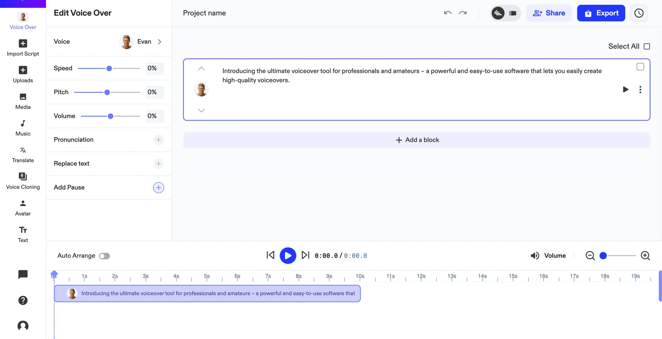 AI voice over editor in Speechify