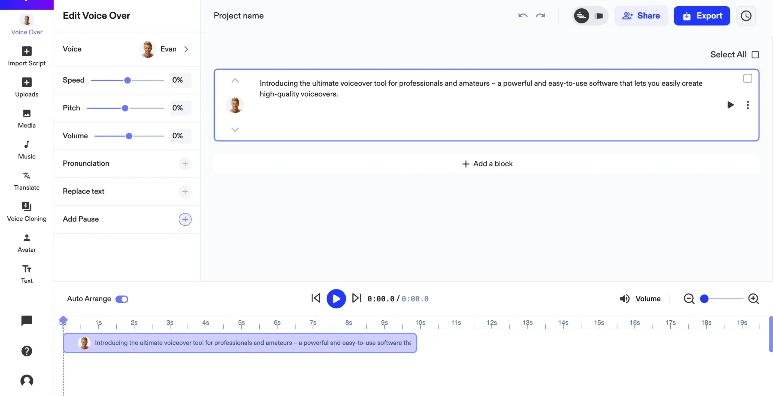 Speechify Studio AI editor