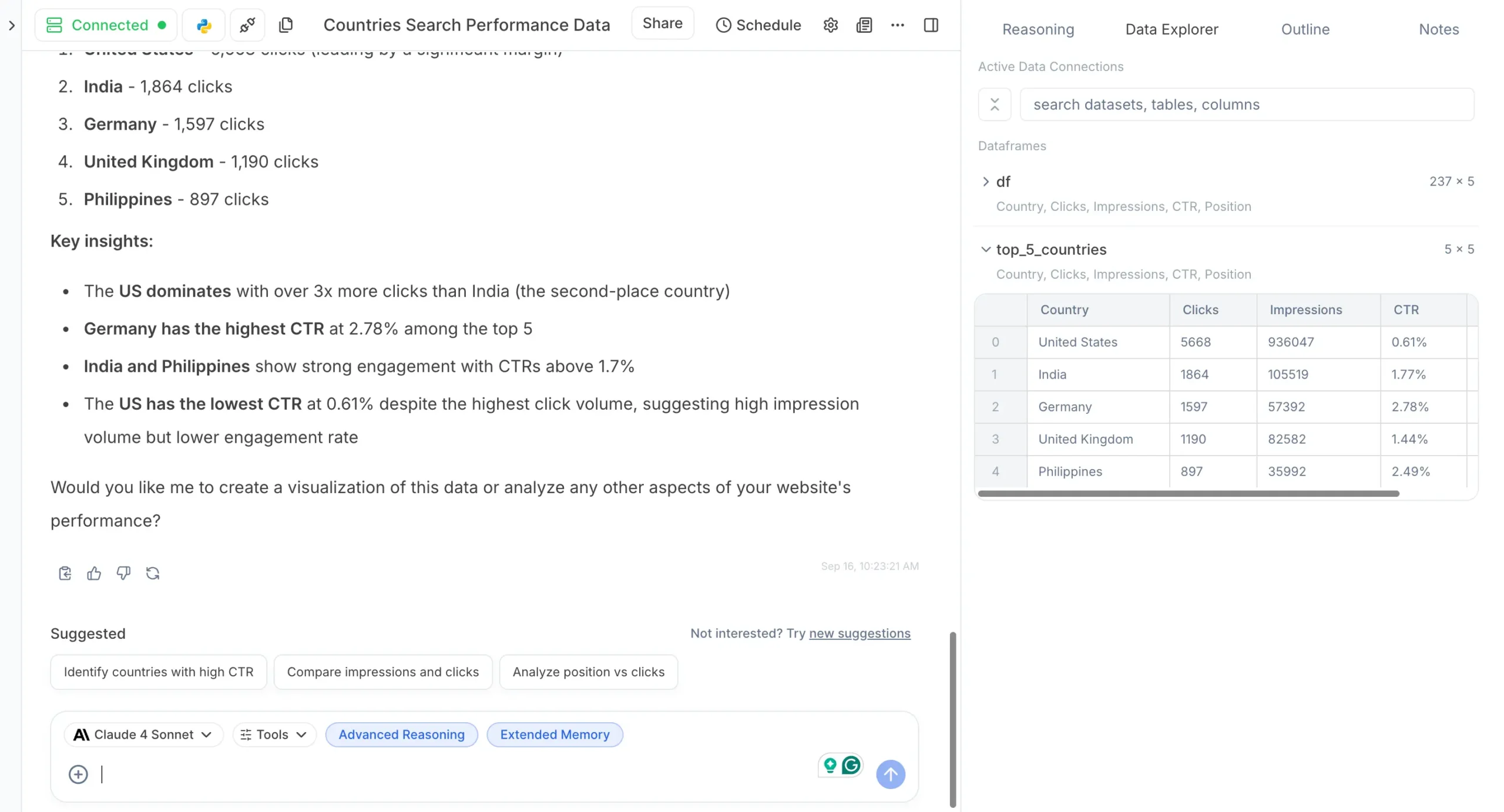 Data explorer in action