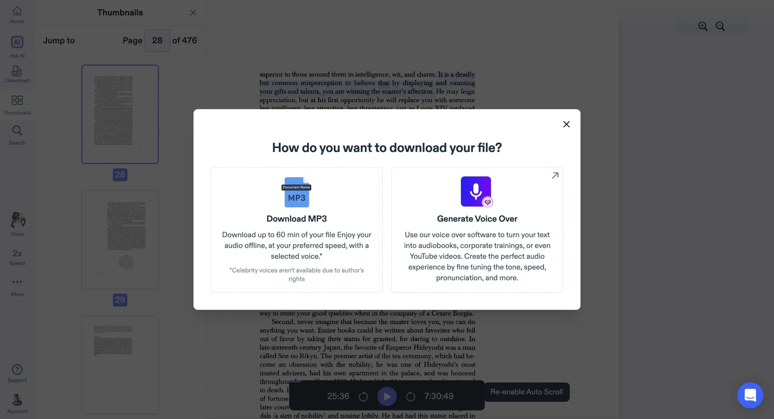Downloading MP3 in Speechify