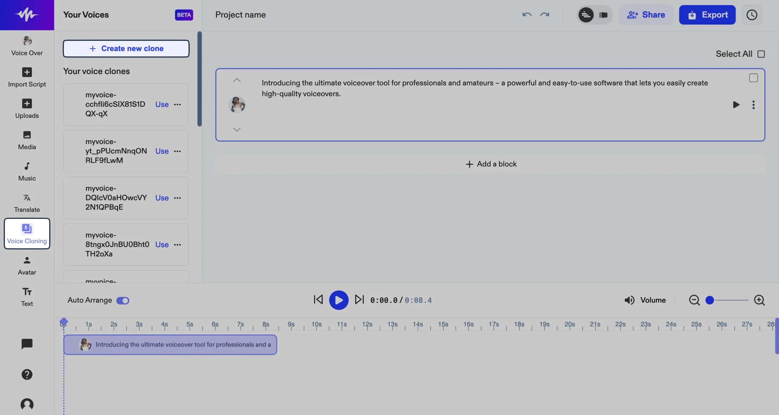 How to clone voice in Speechify Studio