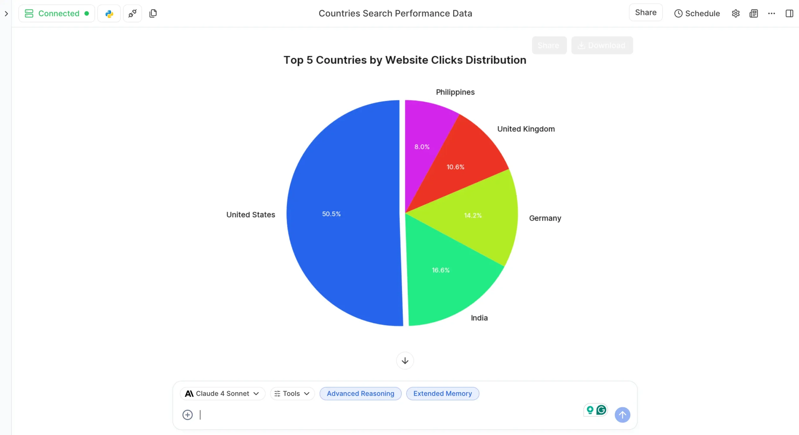 Pie chart in Julius AI