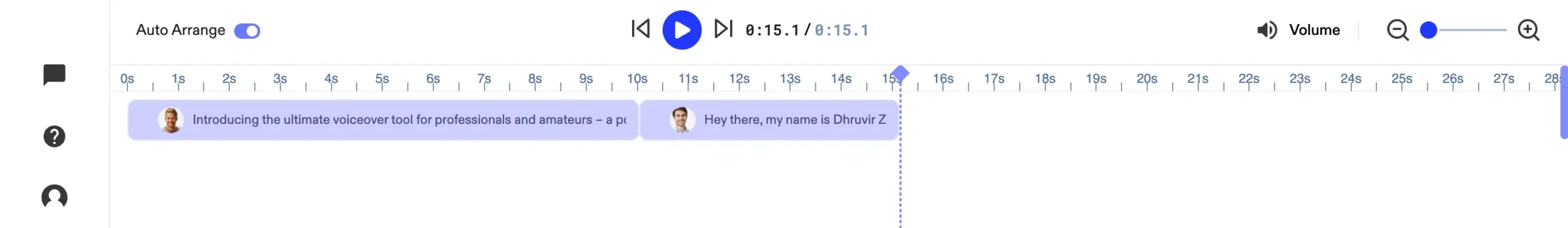 Timeline in Speechify Studio