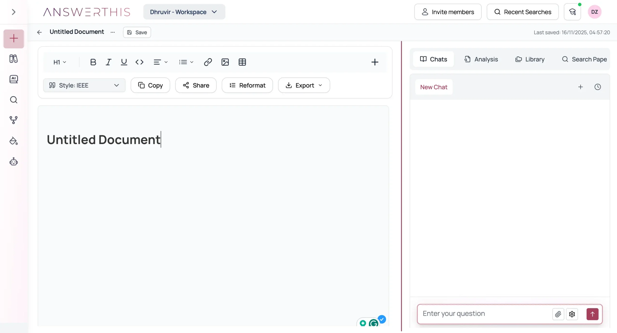 AI writer interface in AnswerThis