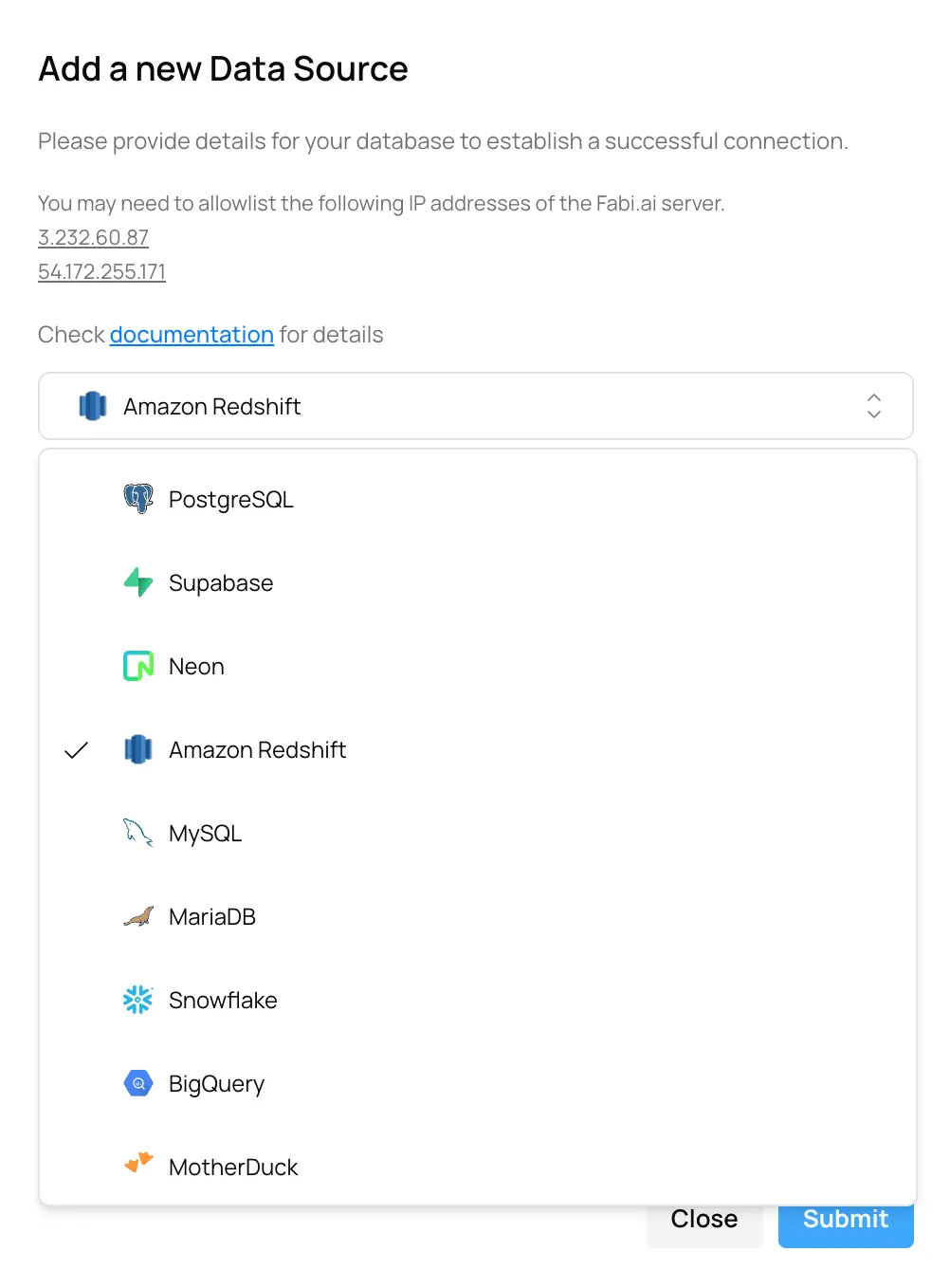 Adding a new data source in Fabi