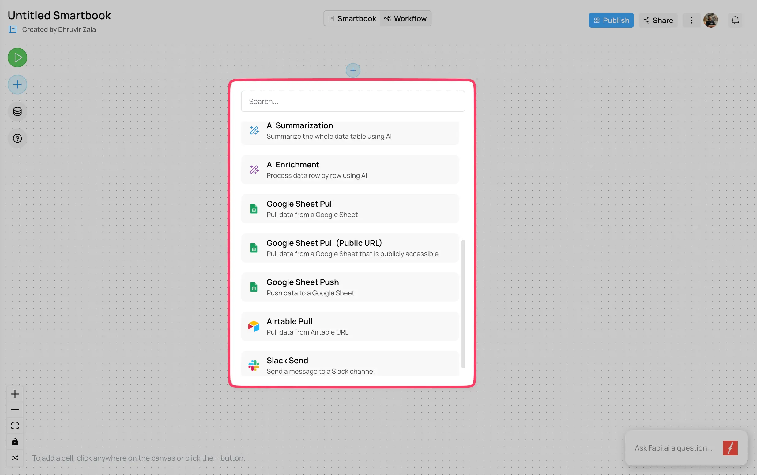Fabi.ai workflows