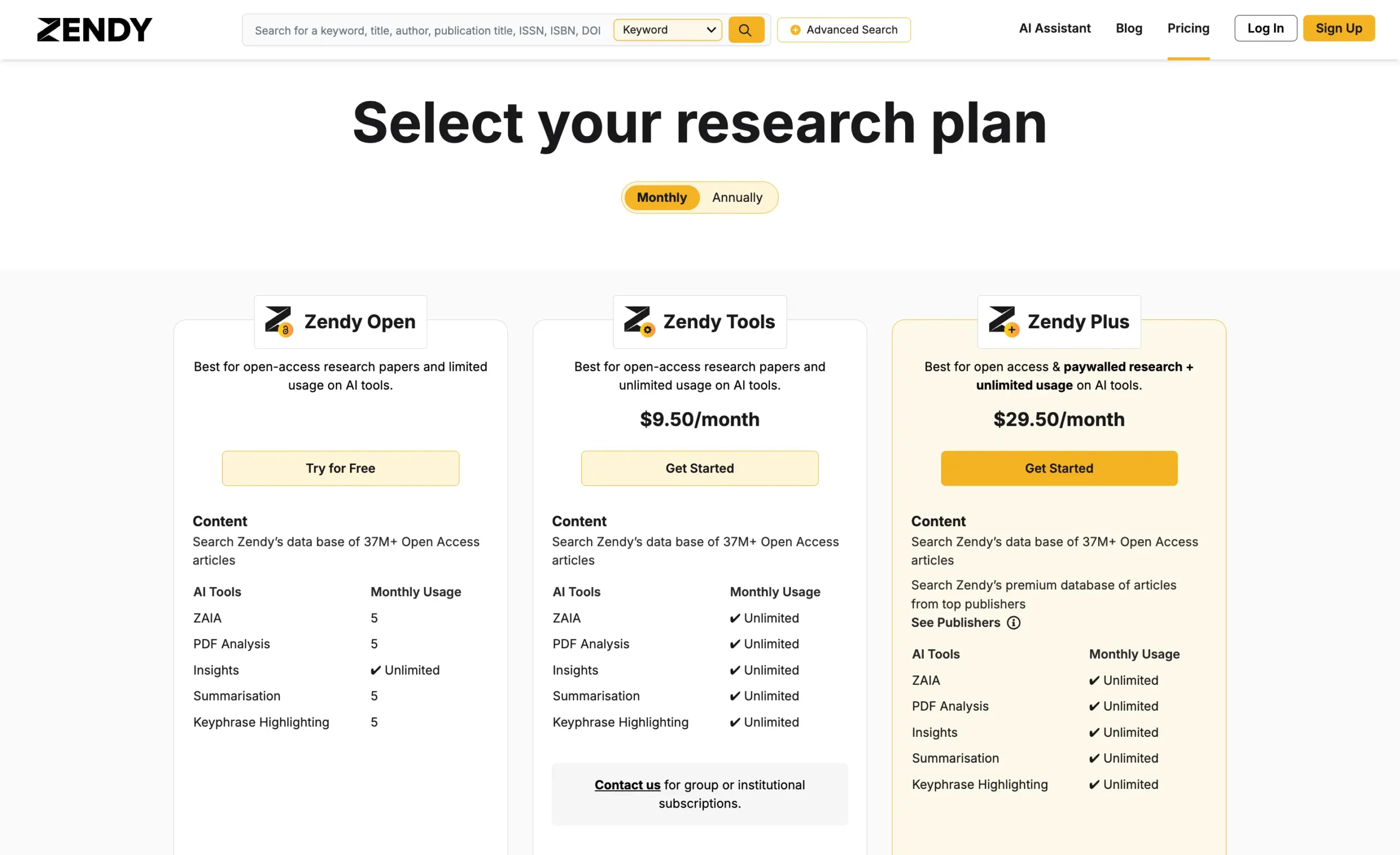 Zendy price and plans