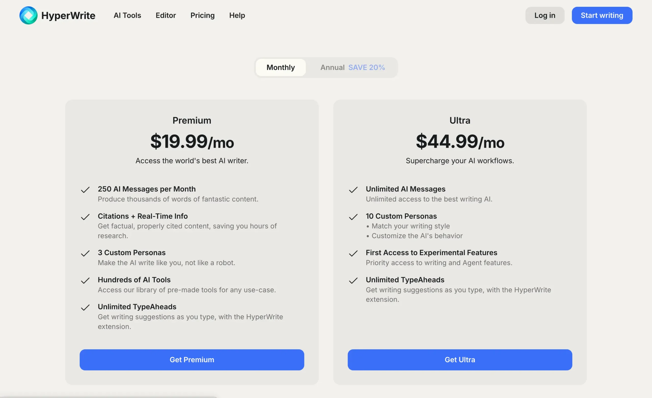 HyperWrite pricing