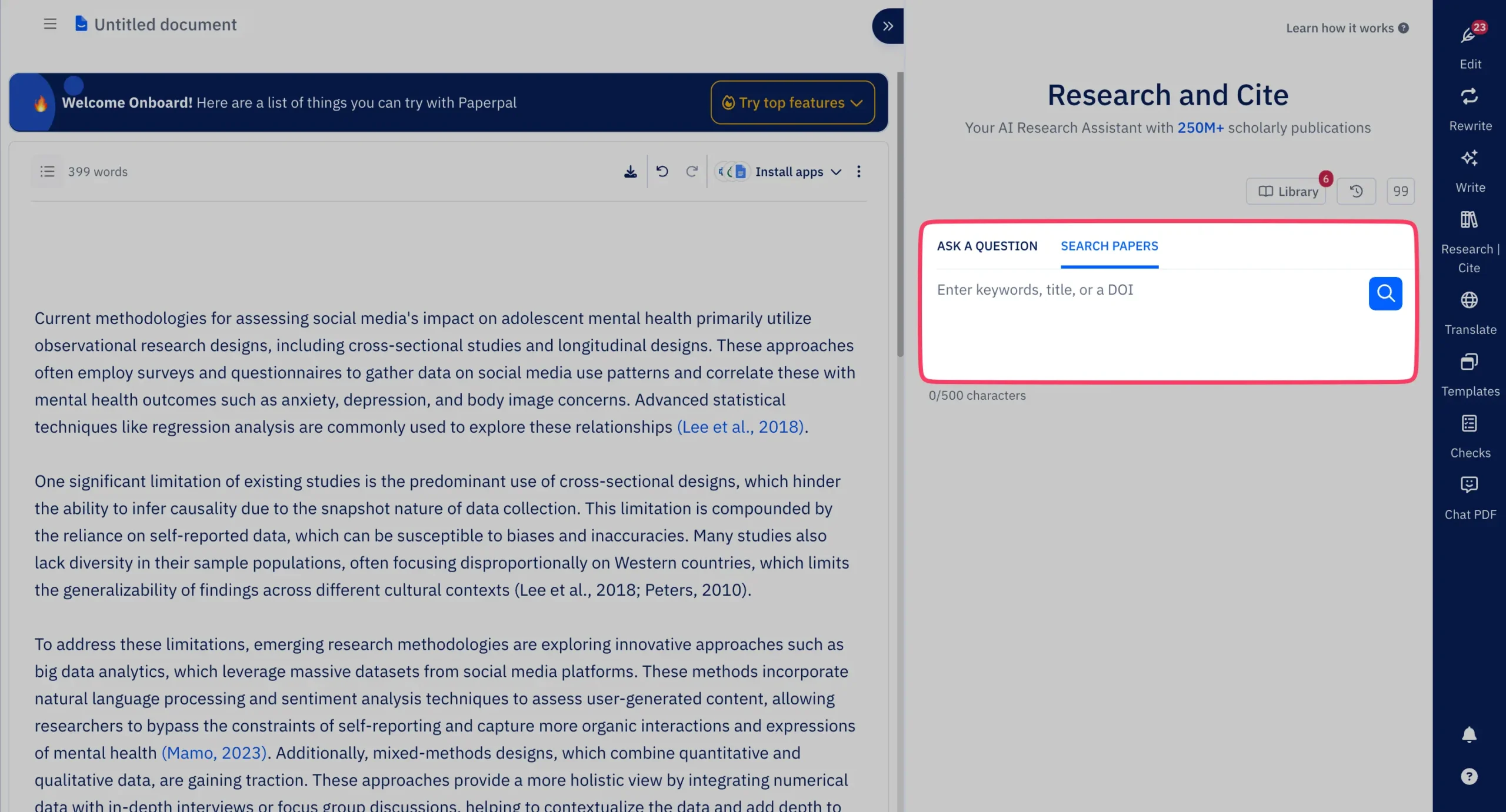 Search papers in Paperpal