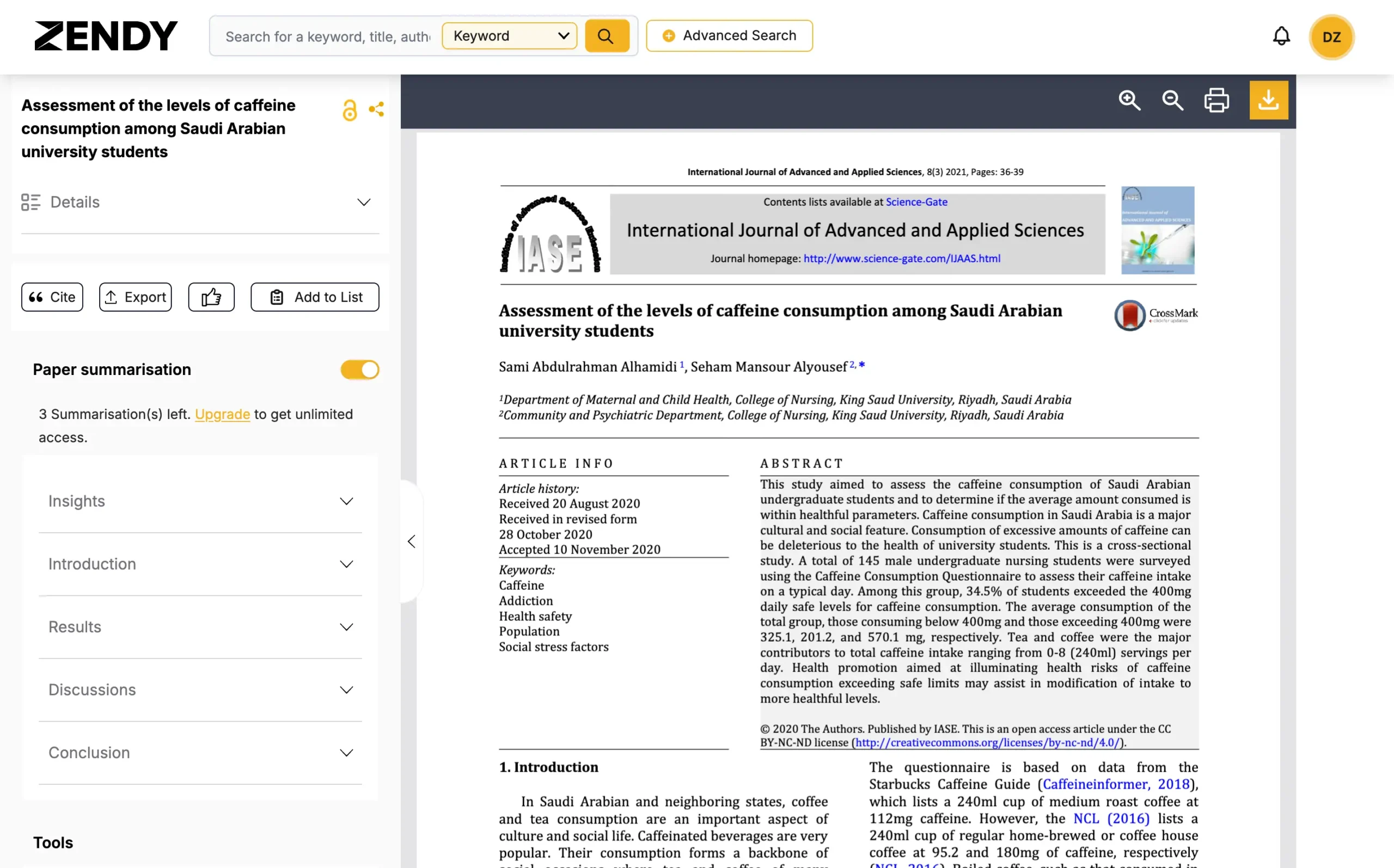 Zendy's PDF viewer