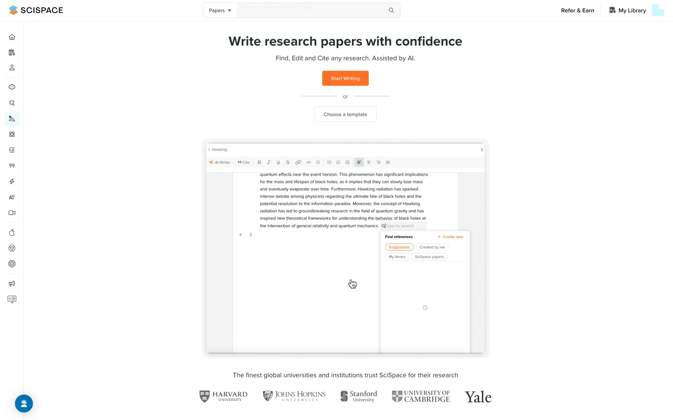 AI Writer in SciSpace