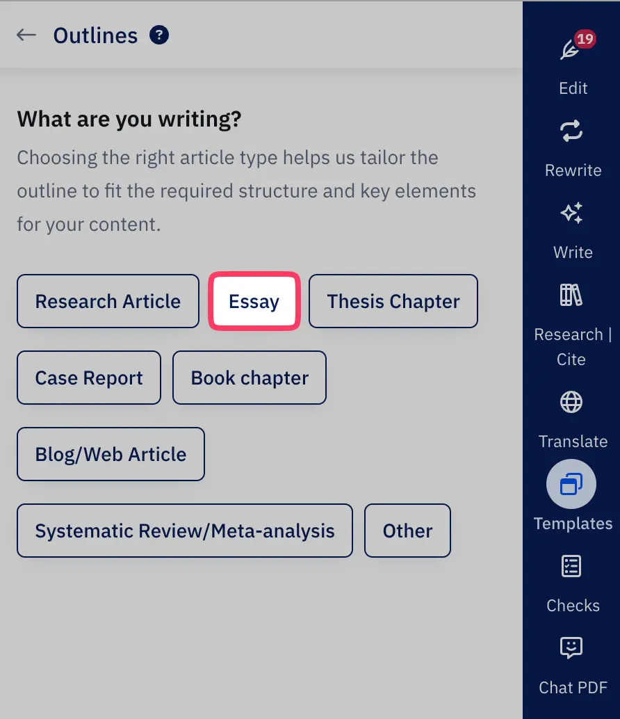 Essay outline in Paperpal