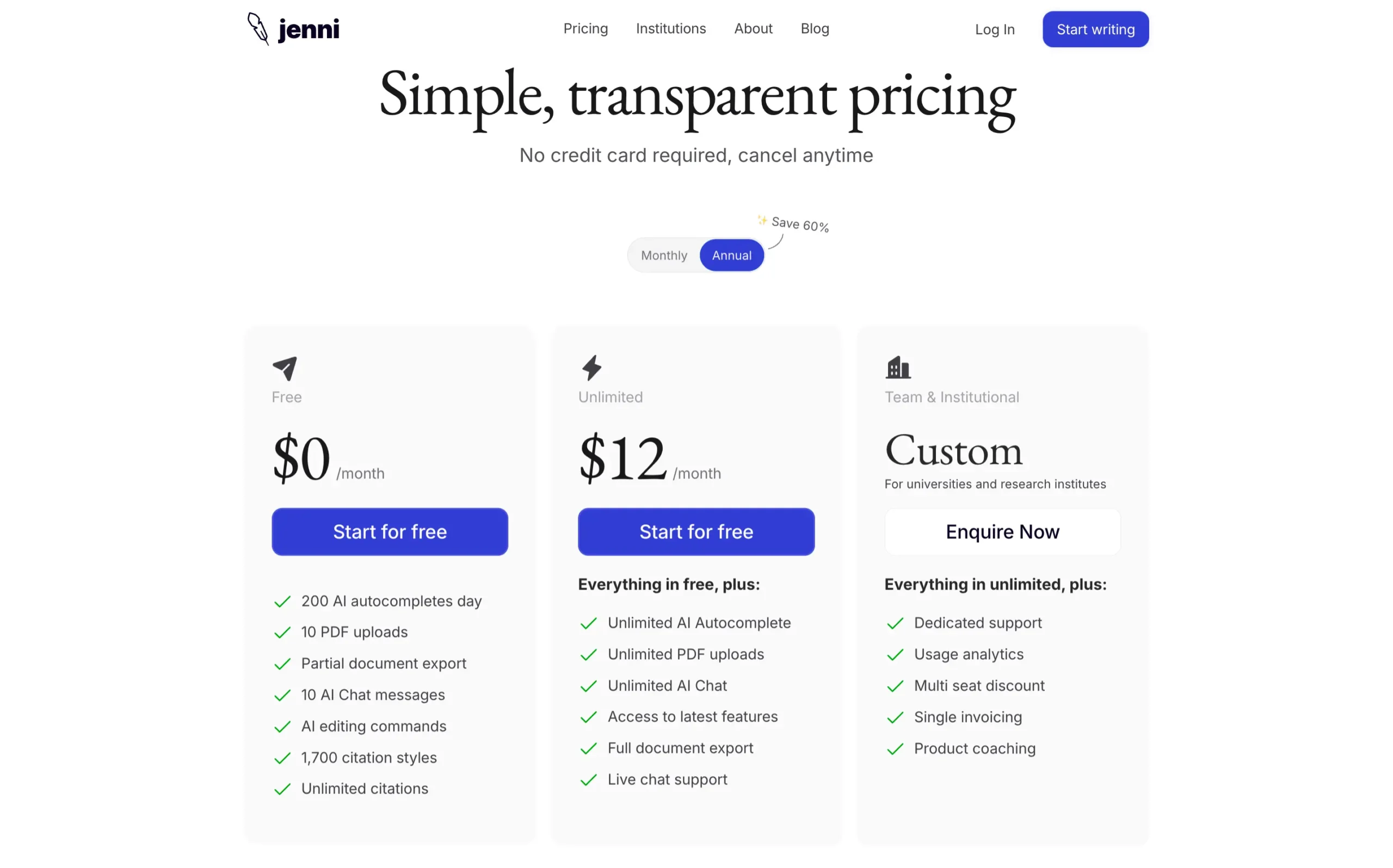 Jenni AI yearly plan