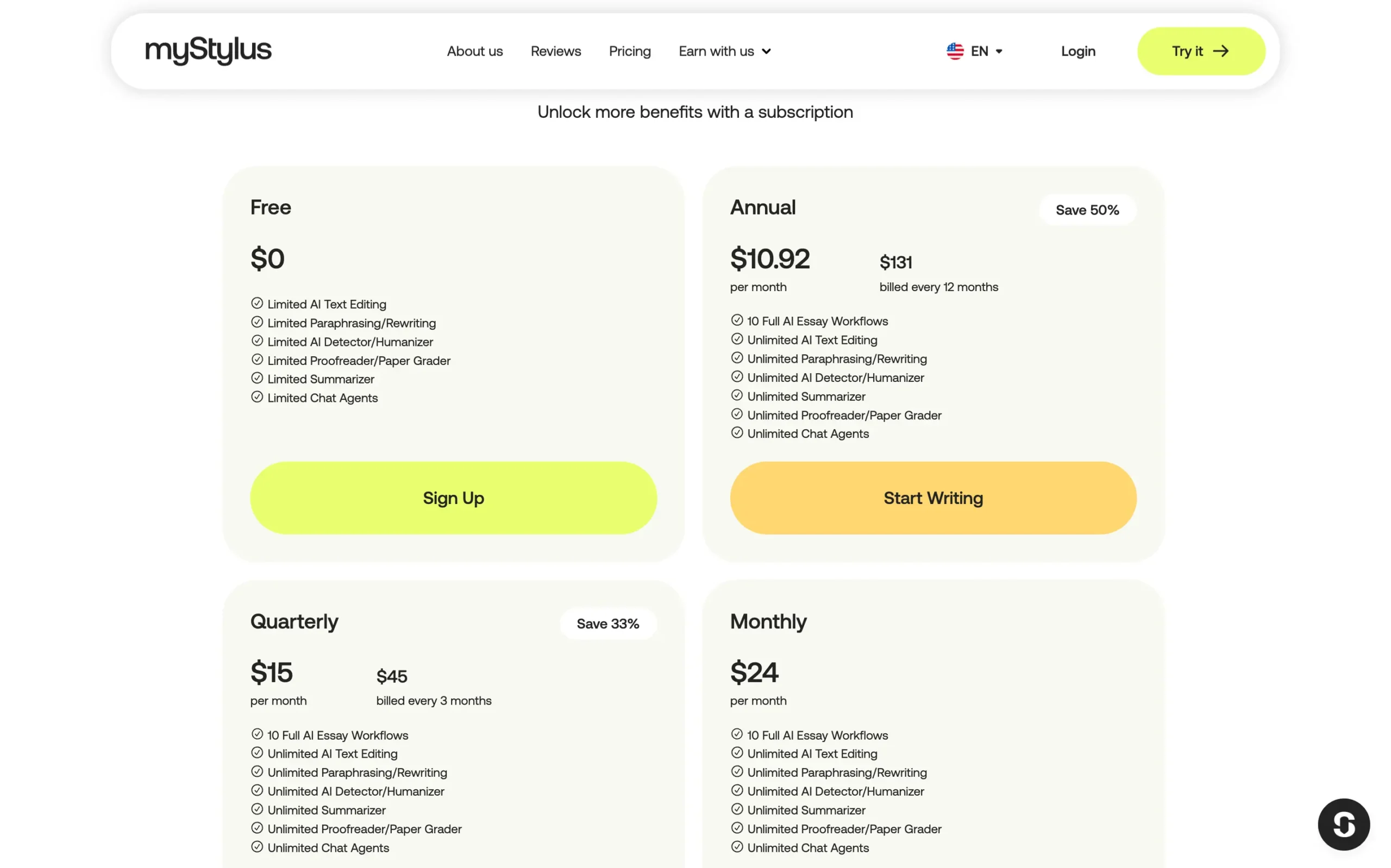MyStylus pricing