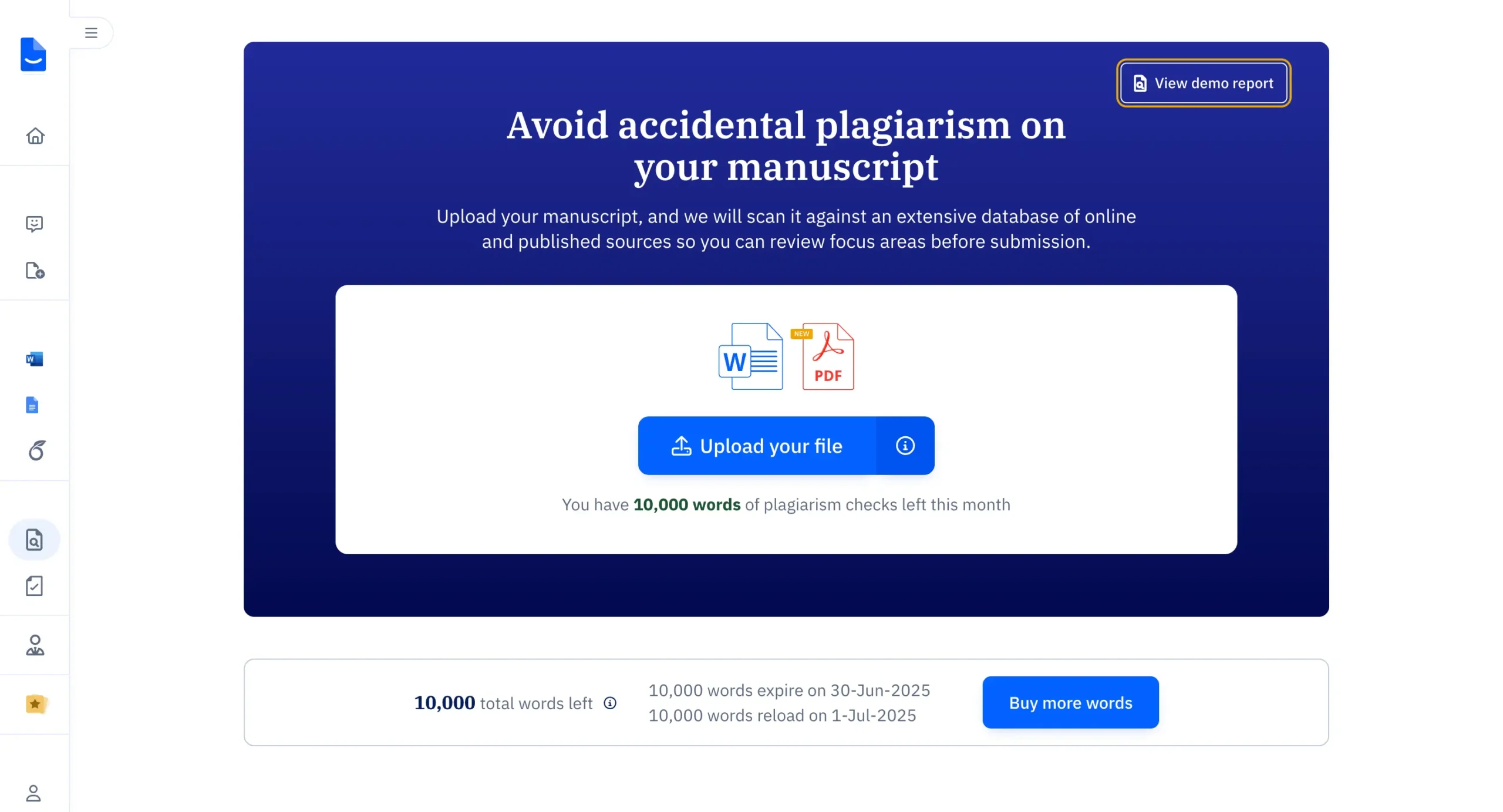 Plagiarism check service in Paperpal