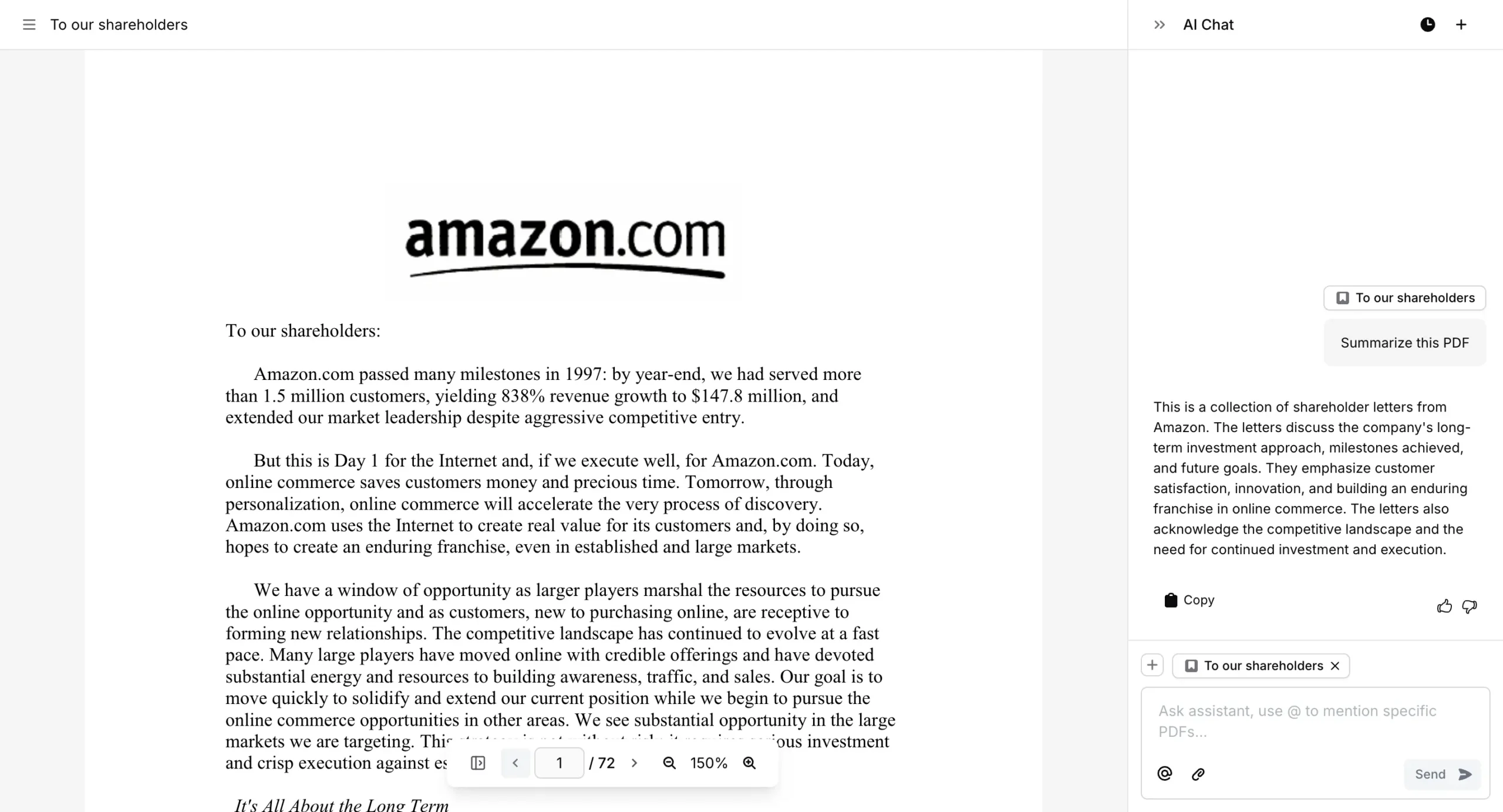 Using AI chat in Jenni PDF Reader