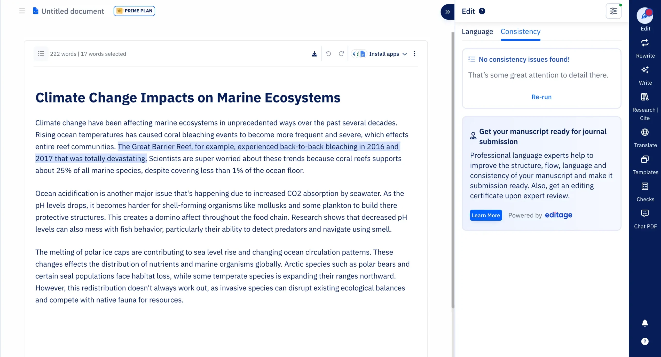 Checking for consistency in Paperpal