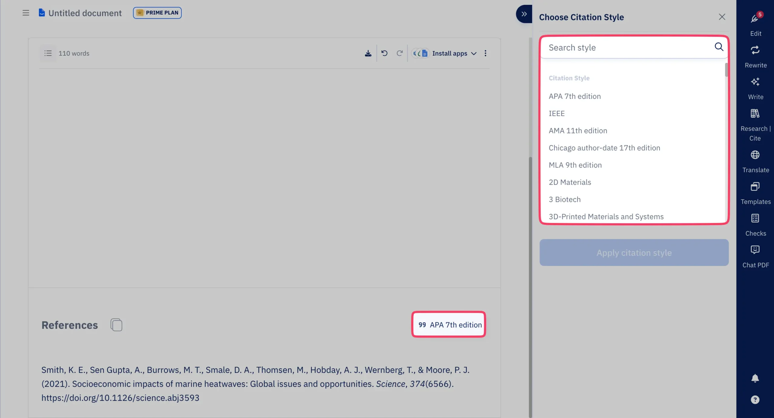 Choosing from over 10000 citation styles