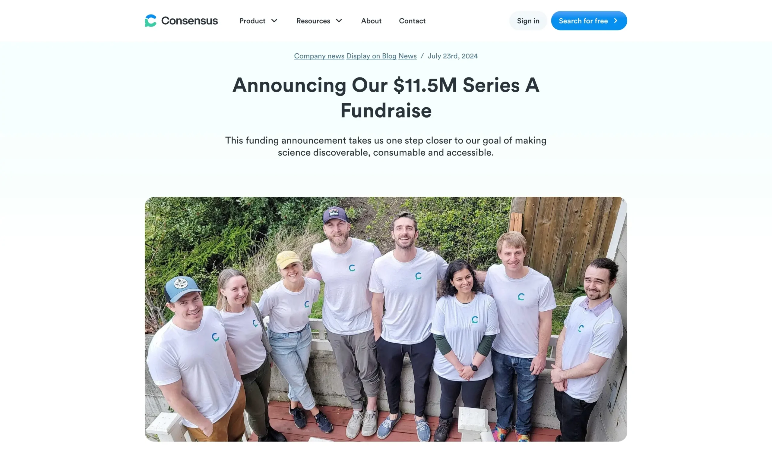 Consensus funding news