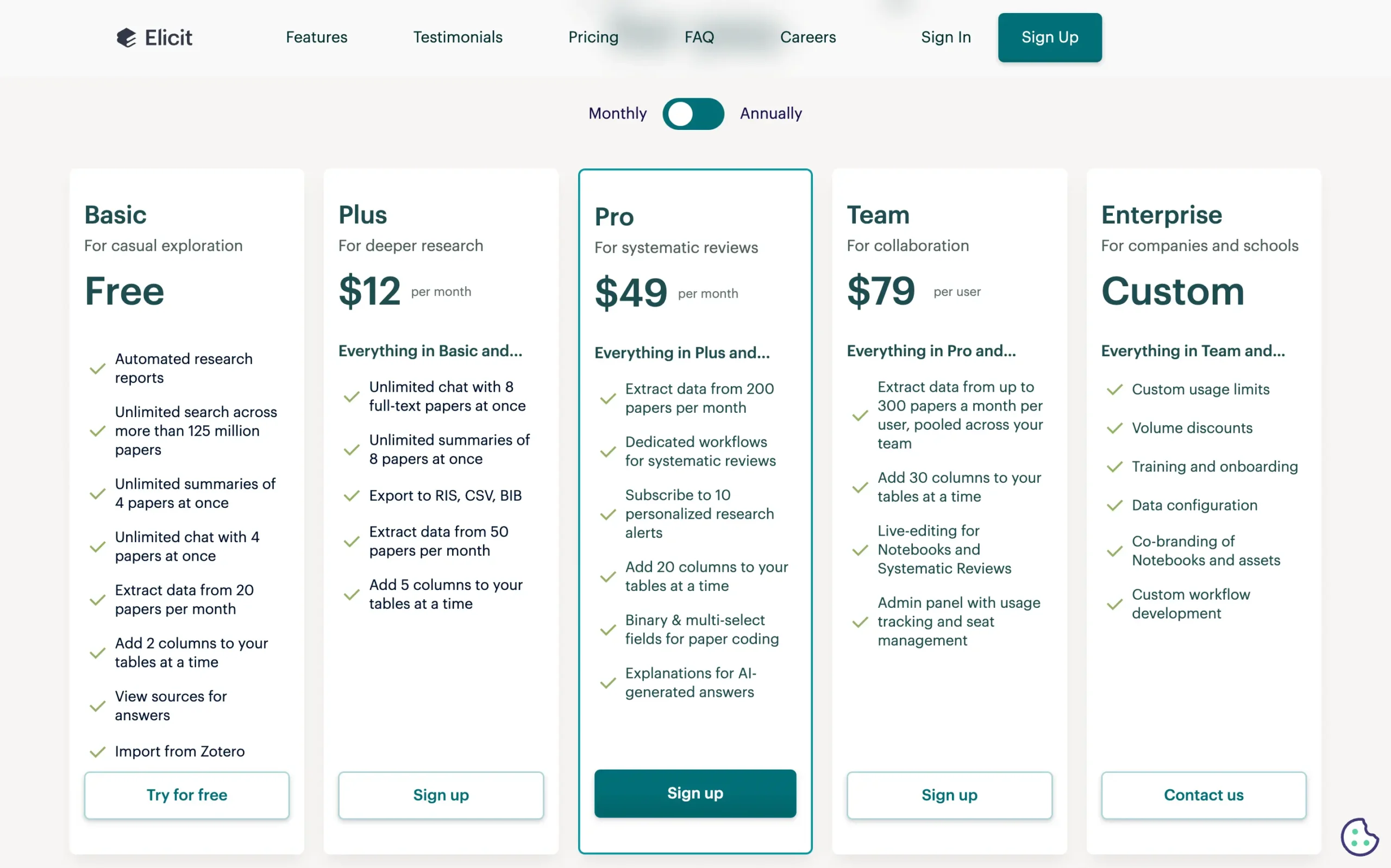 Elicit price and plans