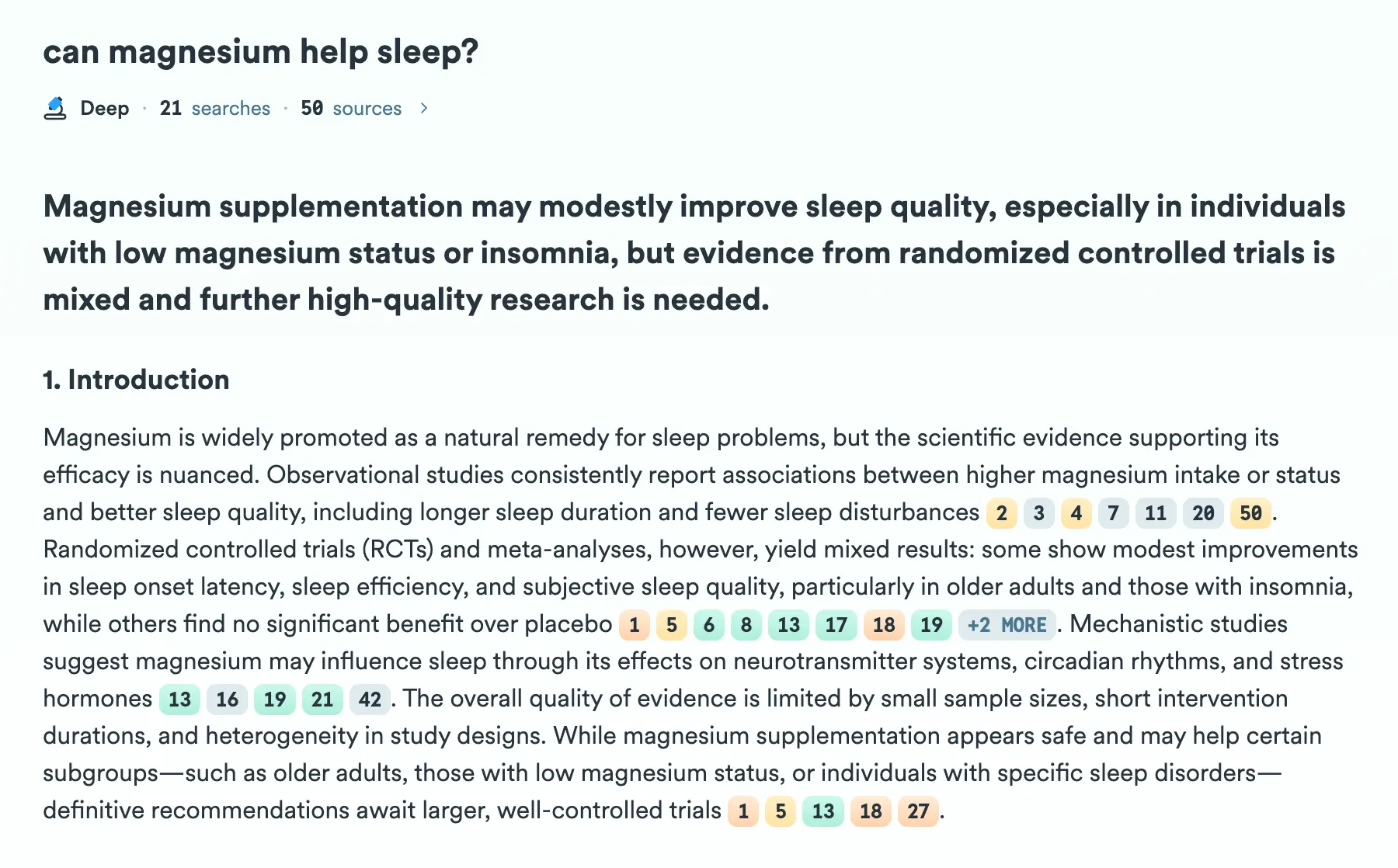 Introduction and conclusive statement generated by Consensus' Deep search