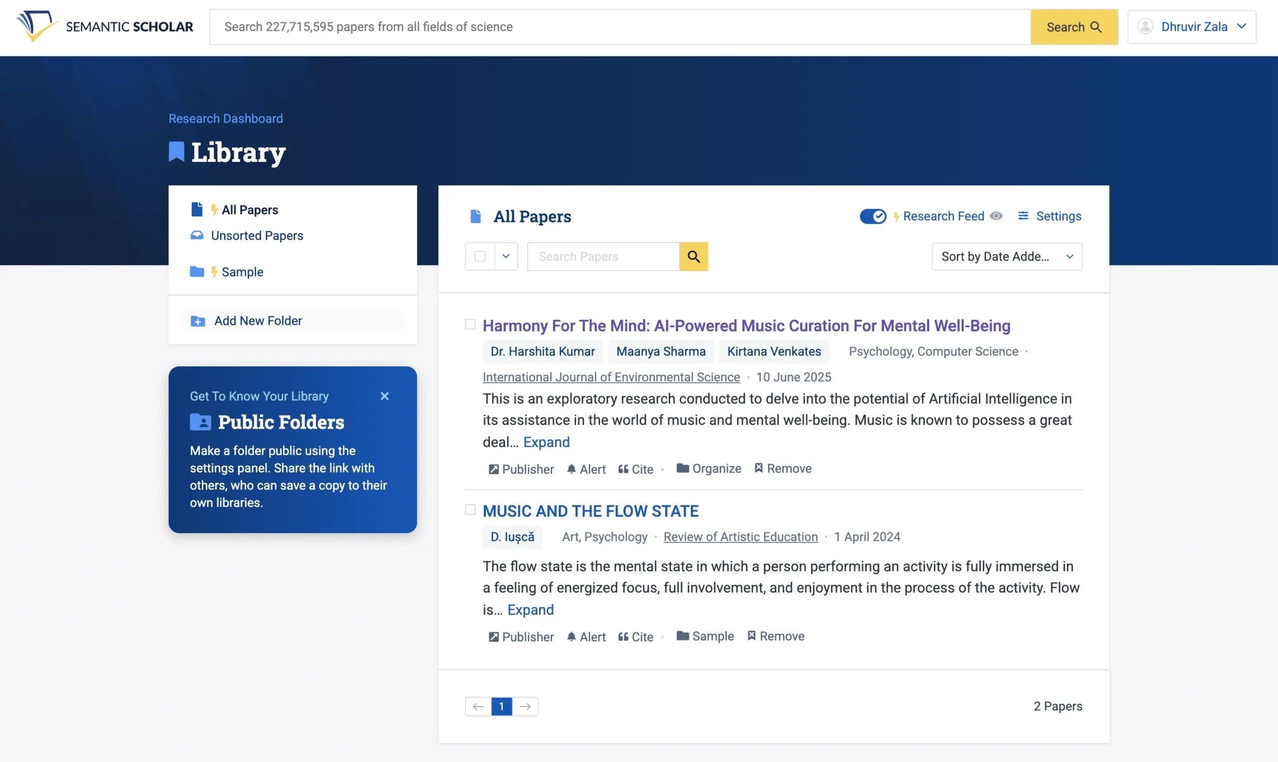 Library in Semantic Scholar