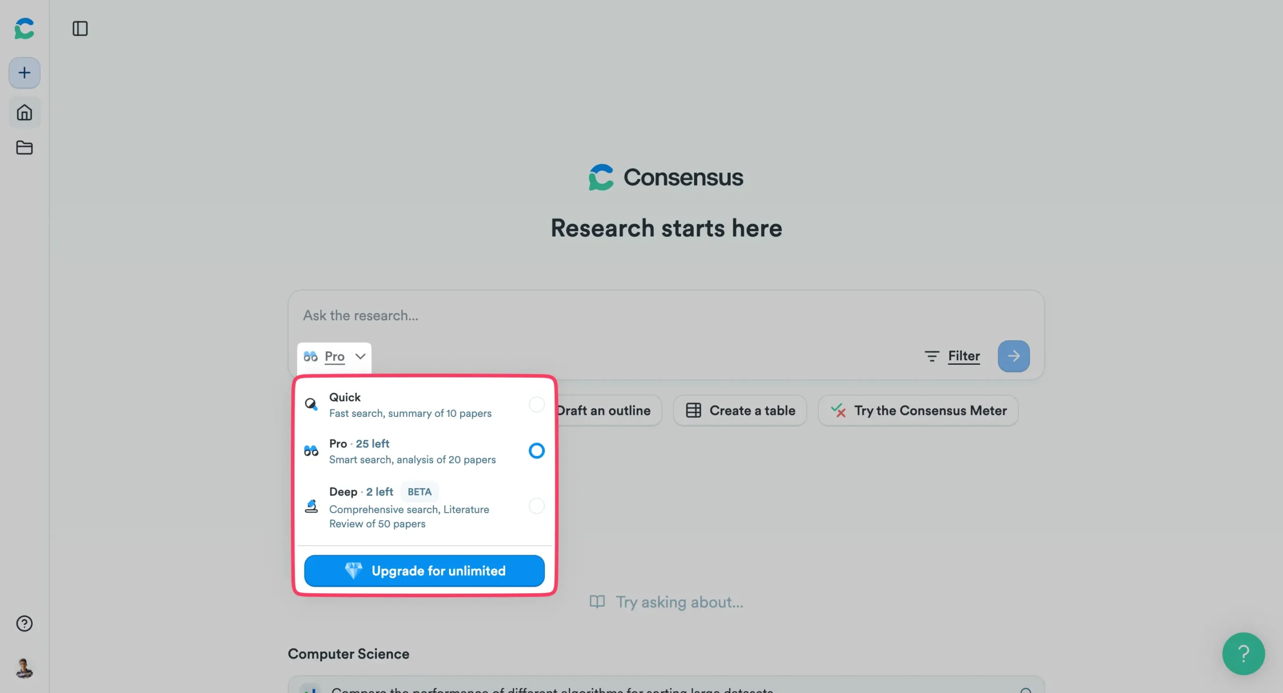 Search Modes in Consensus