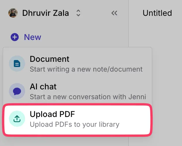 Upload PDFs in Jenni AI