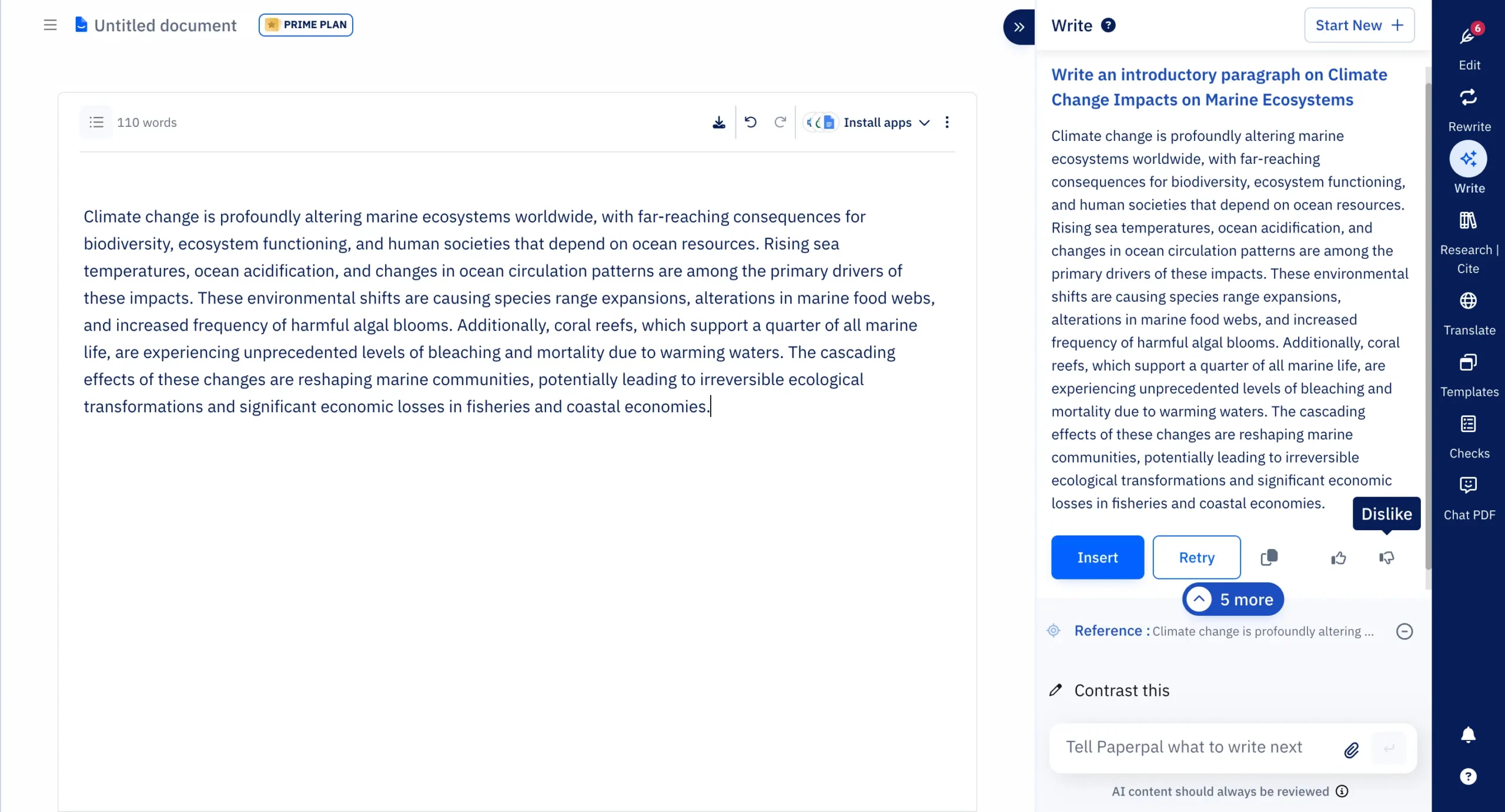 Using the Write feature in Paperpal