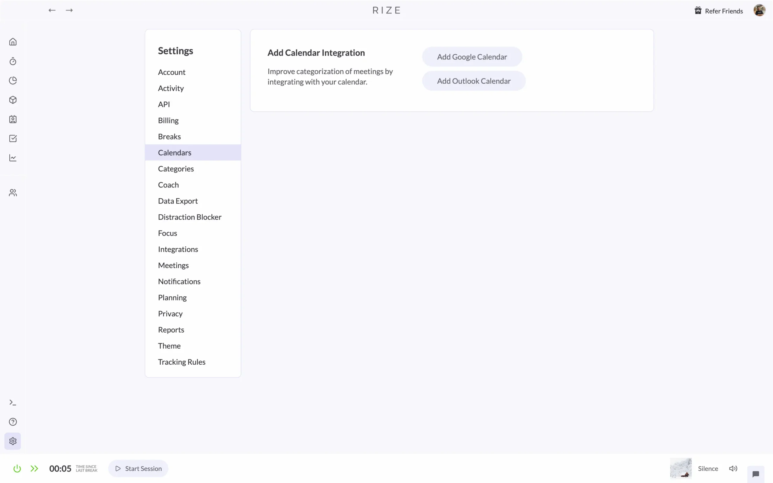 Adding calendars in Rize