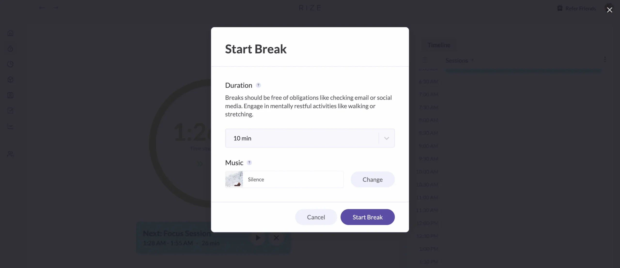 Break details popup