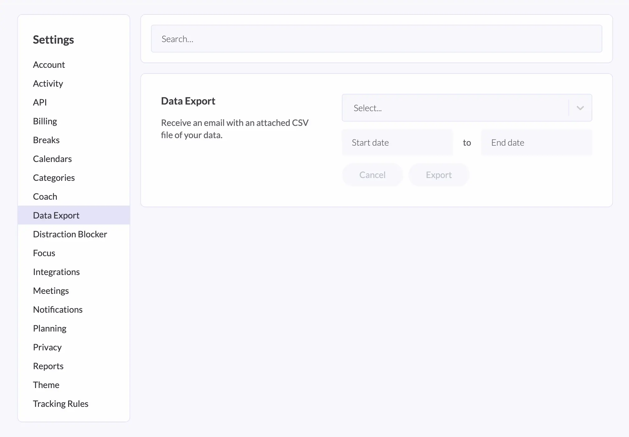Data Export in Rize