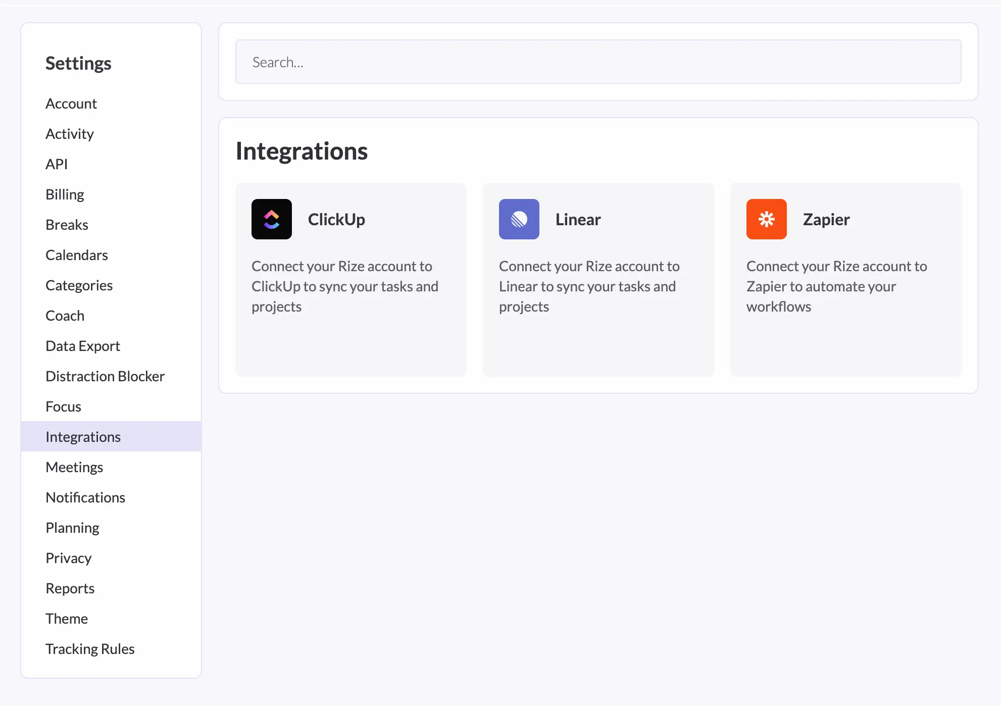 Integrations in Rize