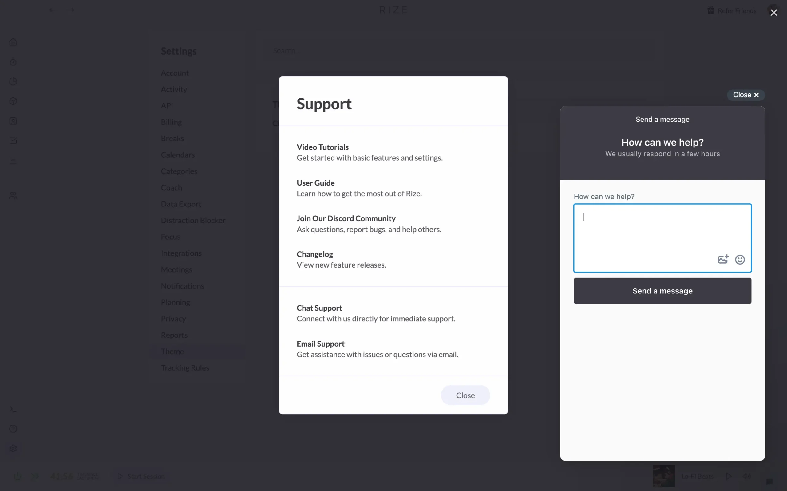 Rize chat support