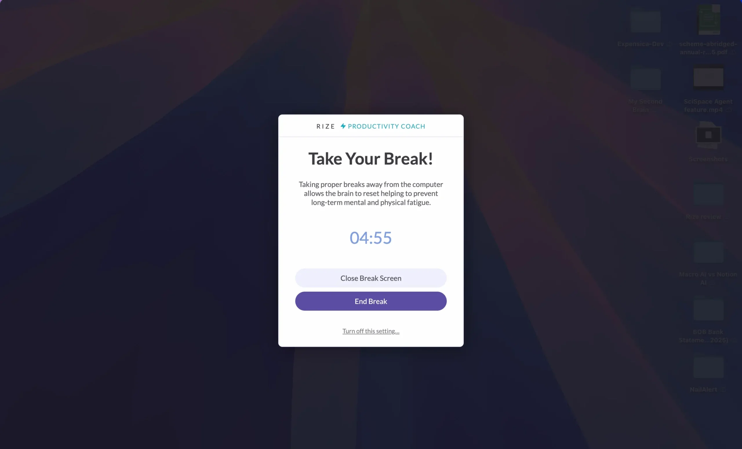 Take break notification
