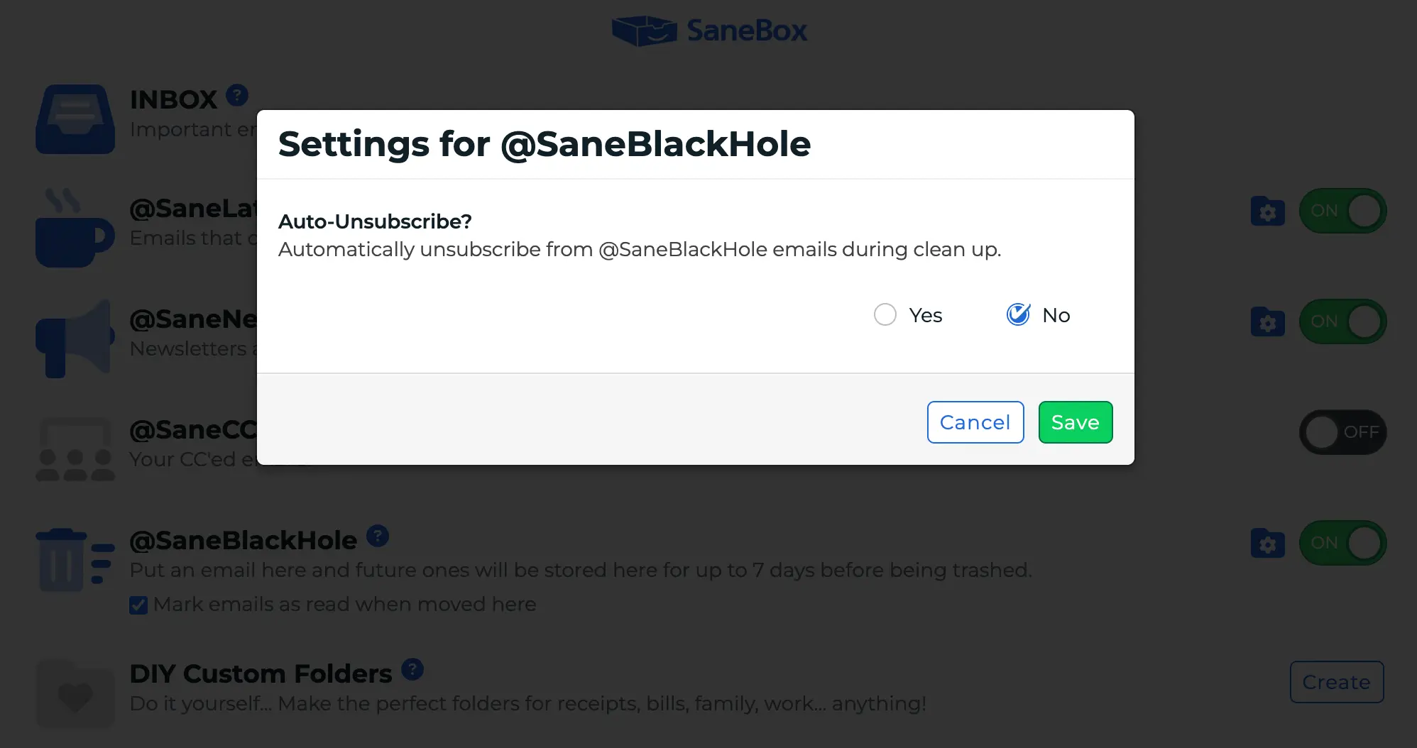 @SaneBlackHole Settings