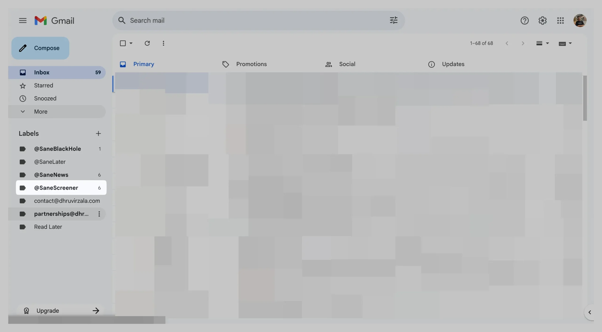 @SaneScreener folder in my Gmail