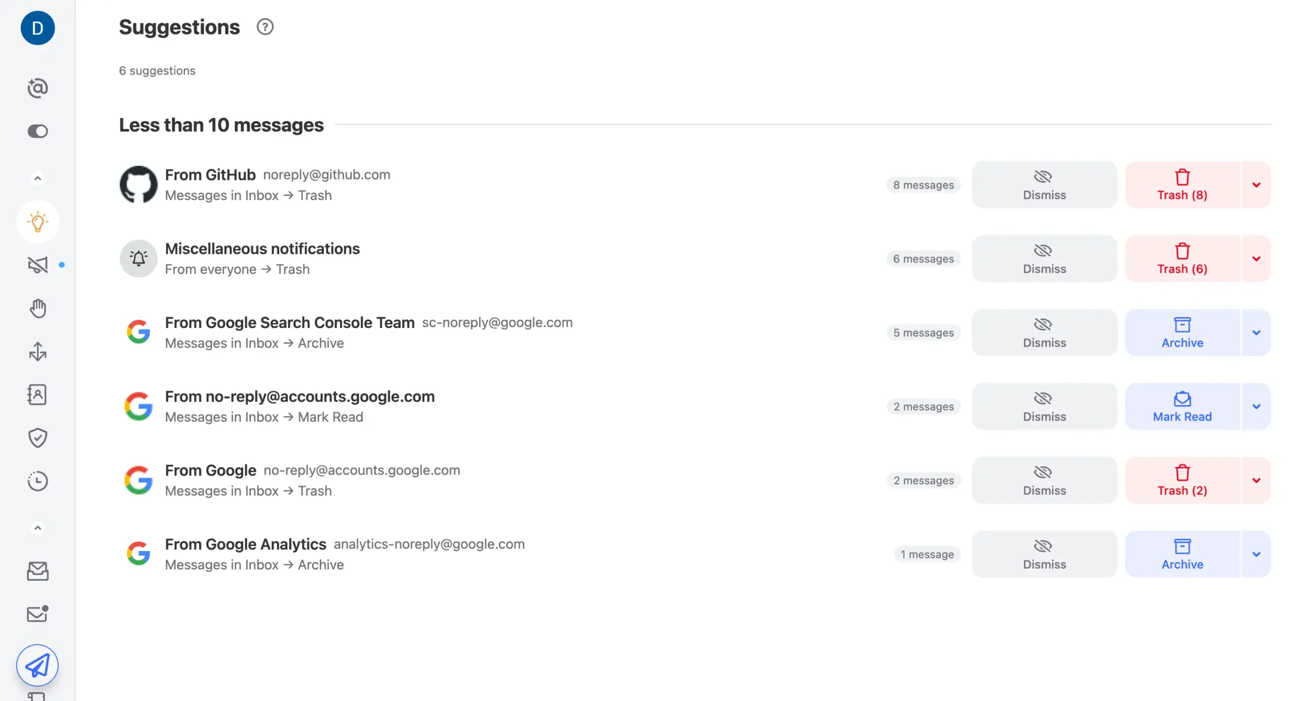 Clean Email suggestion