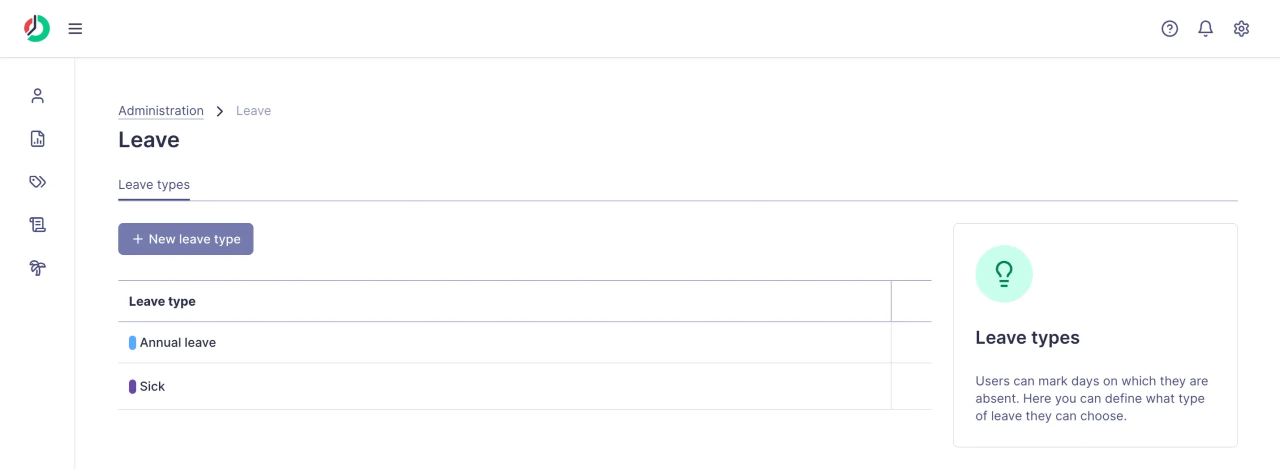 Leave settings in ManicTime