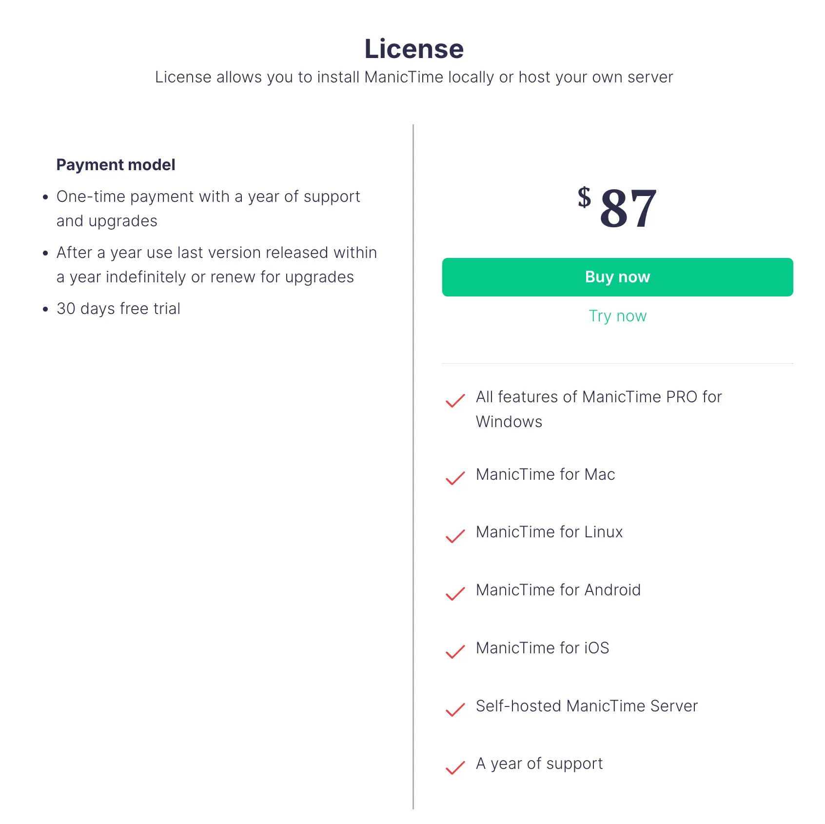 ManicTime Individual license plan