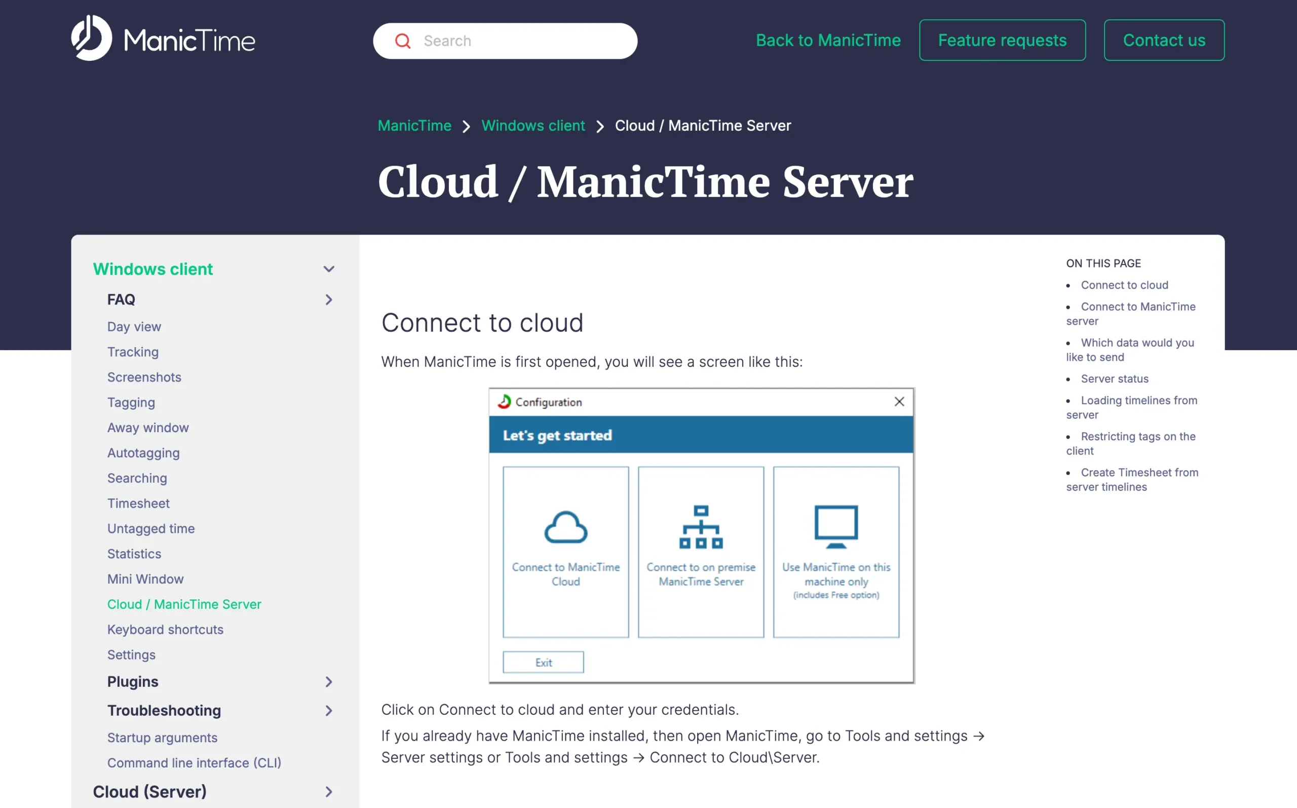 ManicTime documentation on on-premise setup