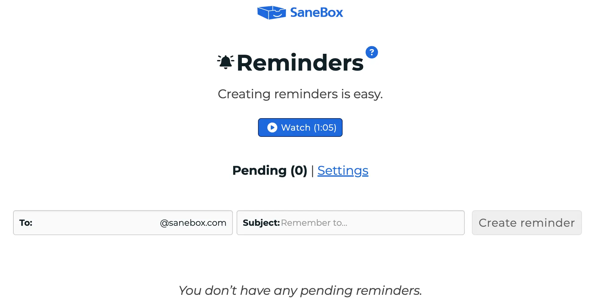 Reminders in SaneBox