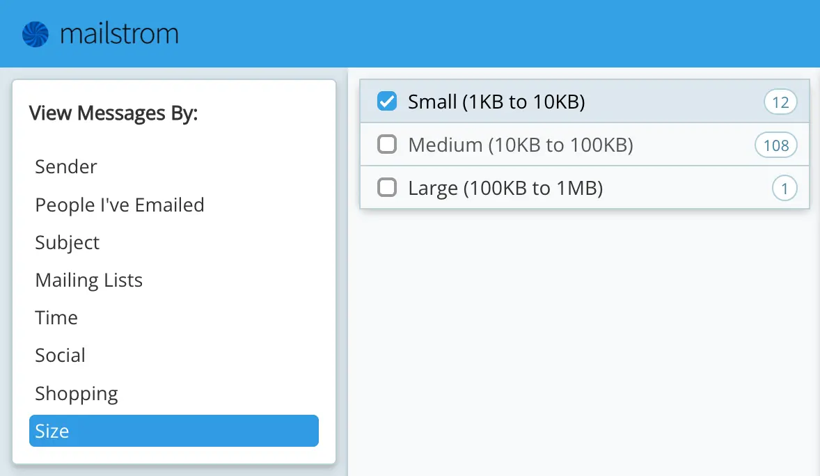 View Messages By filter feature in Mailstrom