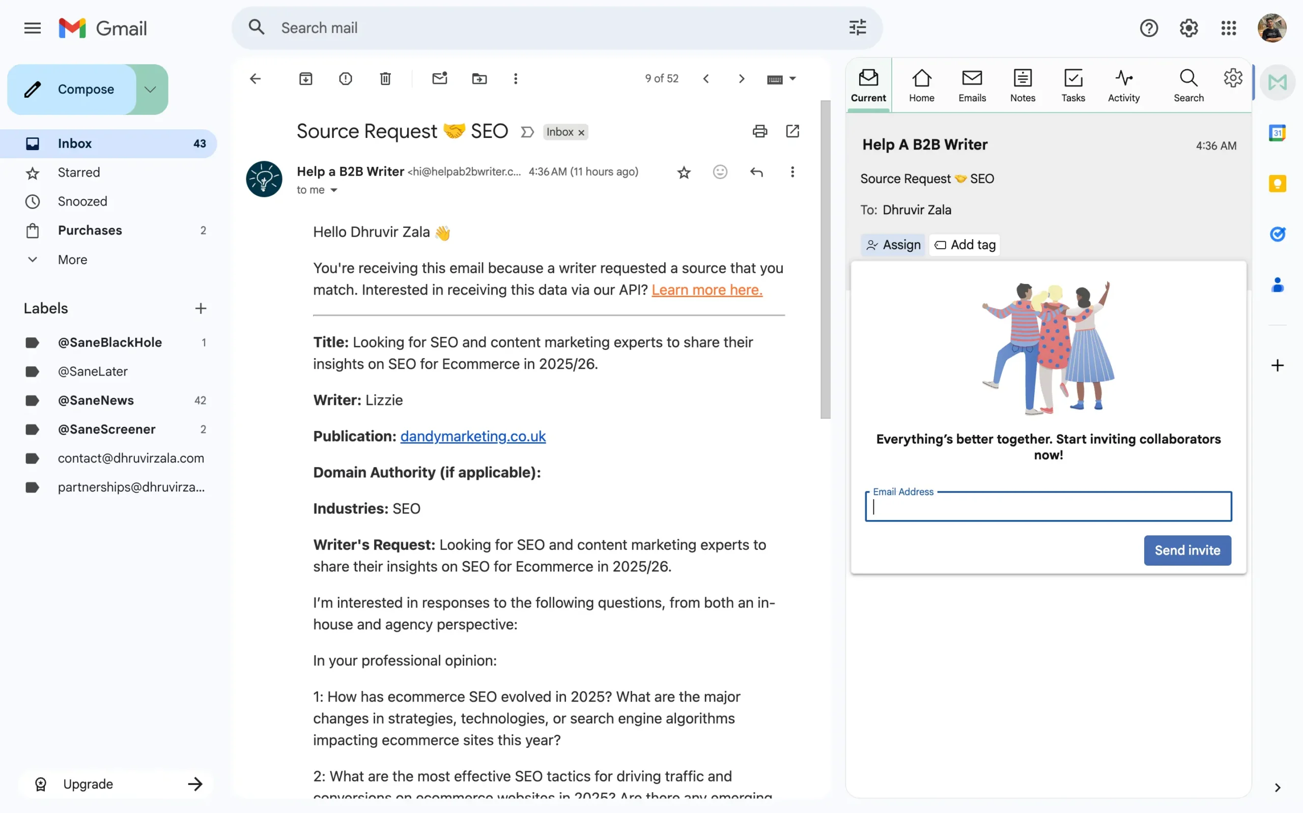 Assigning an email to your teammate in Mailbutler for Gmail
