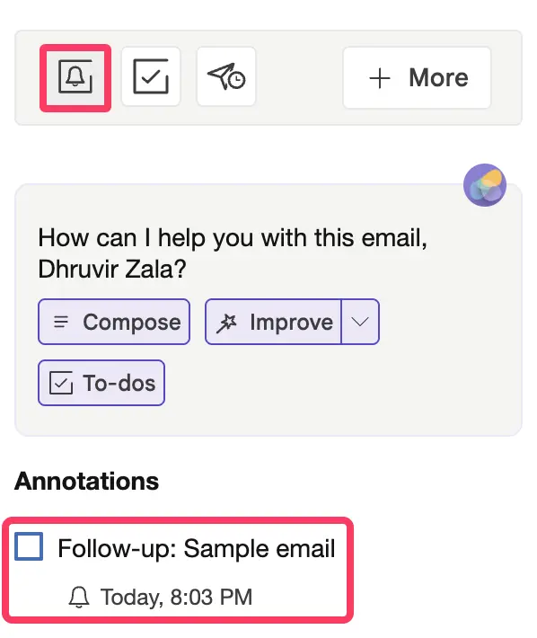 Create a follow-up email tasks or reminders with Mailbutler