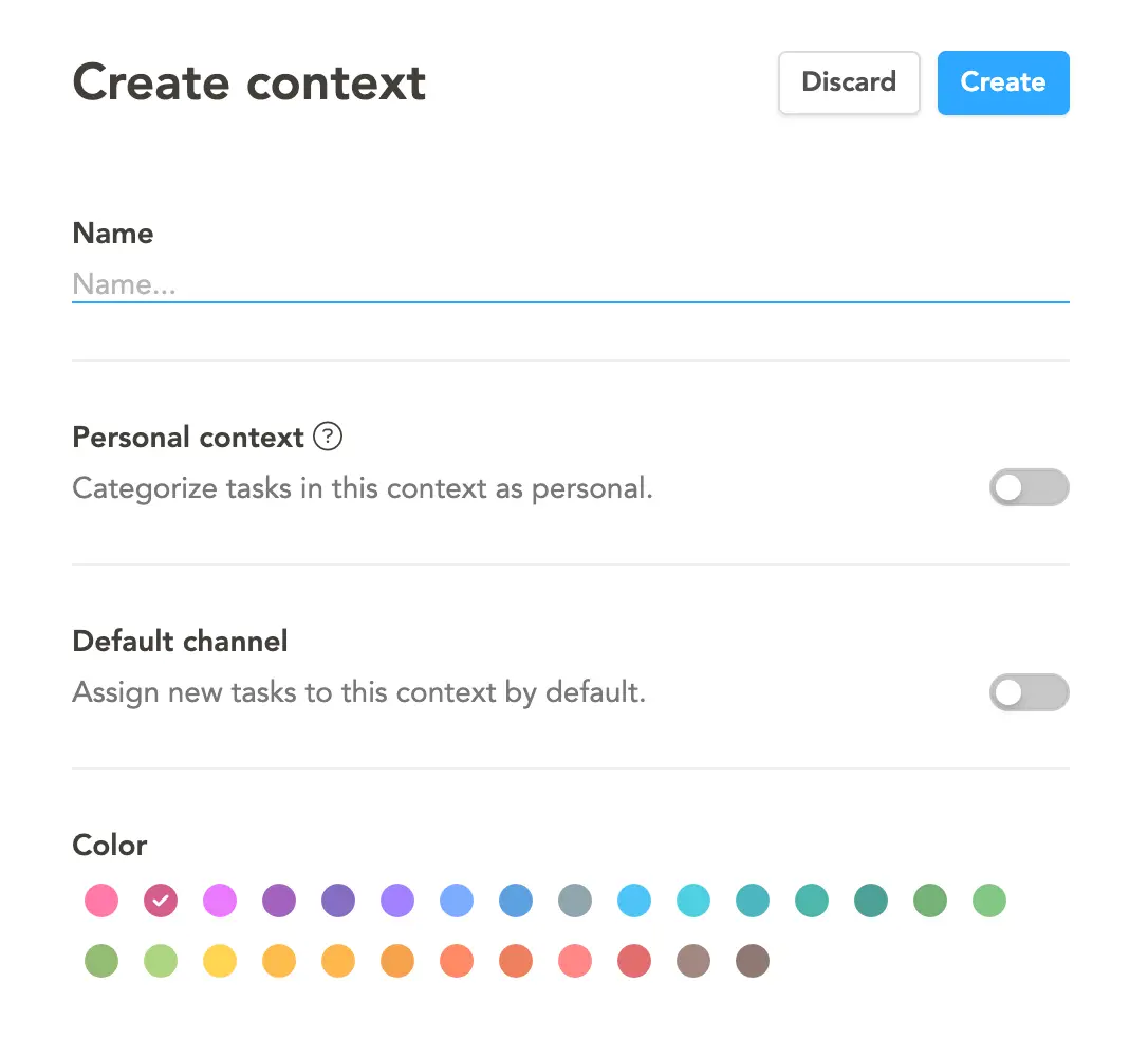 Creating a context in Sunsama